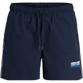 Jack & Jones Badeshorts 'JPSTMAUI SUNRISE' navy / lyseblå / hvid