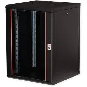 Roline 26.21.0177, Vægmonteret stativ, 16U, Nøglelås, Rack skinner, Sort