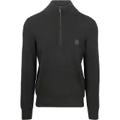BOSS Sweater i bomuld og kashmir med lynlås i halsen