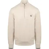 Fred perry Half Zip Trøje Melange Off-white Beige måle