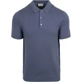 Suitable Heavy Strikkede Polo Raw Deni Blå åle