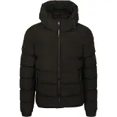 Superdry pufferjakke med hætte, sort Sort måle