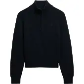 Superdry Superdrytil kvinder. W6110693A Essentials Slim Half marineblå sweatshirt med kort lynlås (M), Casual, Bomuld