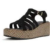 FitFlop Fitfloptil kvinder. A5O-001 Fisherman-sandaler i læder, sort (38), 5-8 cm, Ruskind, Spænder, Casual