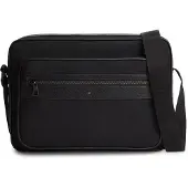 Tommy Hilfiger Skuldertaske 'Logo Mixed Texture Messenger' sort