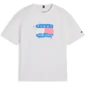 Tommy Hilfiger Shirts 'Flag Graffiti' blå / orange / hvid