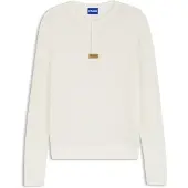 HUGO Relaxed fit Henley-sweater i vaffelstikket bomuld