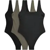 The Set Badedragt oliven / sort