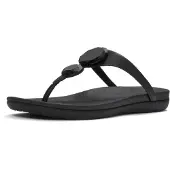 FitFlop Fitfloptil kvinder. A5W-001 Sandalias Solay Glossy-Disc Toe sort (37), Læder, Fast, Ingen, Casual