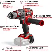 Einhell TP-CD 18/80 Li-i BL, Pistolgreb boremaskine, Nøglefri, Børstet, 1,3 cm, 28800 rpm, 2 mm - SOLO