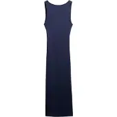 Superdry Superdrytil kvinder. W8011951A Midikjole med flettet navy-jersey på ryggen (XL), Casual, Bomuld, Uden ærmer/stropper, Blå