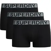 Superdry Superdrytil mænd. M3110450A Sæt 3 ensfarvede boxershorts sort (S), Afslappet, Bomuld
