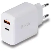 Lindy 65w Usb-a-og Usb-c-vægoplader