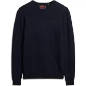Superdry Superdrytil mænd. M6110641A Essential navy slim fit pullover (XL), Casual, Bomuld, Blå