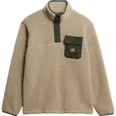 Superdry Superdrytil mænd. M2014283A Fuji Popper beige fleece (L), Casual, Genanvendt polister, Bæredygtig