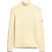 Superdry Superdrytil kvinder. W6110614A Slouchy kabelrulletrøje i beige (XS), Casual, Bomuld