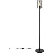 QAZQA Design gulvlampe sort med røgglas - Dome