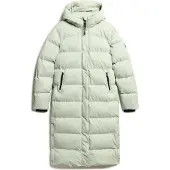 Superdry Superdrytil kvinder. W5011738A Lang quiltet jakke i mikrofiber grøn (S), Casual, Genanvendt polister, Bæredygtig