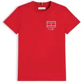 Tommy Hilfiger Shirts 'Outline Flag Logo' rød / hvid