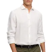 Superdry Superdrytil mænd. M4011103A Riviera hørskjorte hvid (XL), Casual, Linned, Lange ærmer
