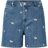 Pieces Flora Denim Emb Hw Shorts