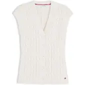 Tommy Hilfiger Strikvest 'Cable Slim Sleeve' lysegul