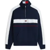 Tommy Hilfiger Sweatshirt 'Colour-blocked Quarter-zip Relaxed' mørkeblå / rød / hvid