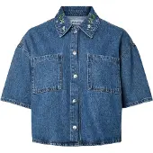 Pieces Pcsky Broderi 3/4 Denimskjorte