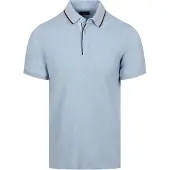 State of Art Poloshirt Tipping Cotton Linen Blå Lyseblå måle