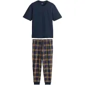 Next Pyjamas lang navy / brun / hvid