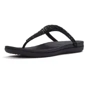 FitFlop Fitfloptil kvinder. A5Y-001 Sandalias Solay Mixed-Crystal Toe sort (36), Læder, Fast, Ingen, Casual