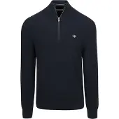 Gant Halv Zip Trøje Micro Textured Navy Blå Mørkeblå måle