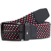 Tommy Hilfiger Bælte 'Denton Braided Webbing Elastic' mørkeblå / rød / hvid
