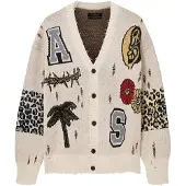 AllSaints Cardigan 'FOXX' gul / mørkegrøn / sort / naturhvid