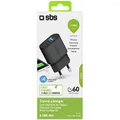 SBS Travel Charger 2.1A 2x USB, sort