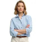 Superdry Superdrytil kvinder. W4010587A Premium Slim fit-skjorte blå (XXS), Casual, Linned, Lange ærmer
