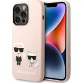 Karl Lagerfeld KLHMP14LSSKCI iPhone 14 Pro 6.1" hardcase lyserød Silikone Karl & Choupette Magsafe