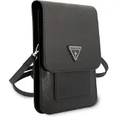 GUESS Håndtaske GUWBSATMBK sort / sort Saffiano Triangle
