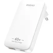 Dudao A65Q 65W GaN Travel Wall Charger USB-A / USB-C PD Ultra-Thin EU / US - White
