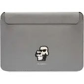 Karl Lagerfeld Saffiano Karl&Choupette taske til en 14" laptop - sølv
