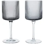 Ferm Living Ripple hvidvinsglas 26 cl 2-pak Smoked grey
