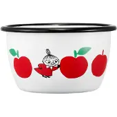Muurla Moomin emaljeskål 30 cl Joyfull Apples-rød