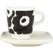 Marimekko Unikko espressokop med underkop 2 stk. Black-white