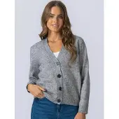 TeeShoppen Cardigan ' Knitted Cardigan ' grå