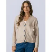 TeeShoppen Cardigan ' Knitted Cardigan ' beige