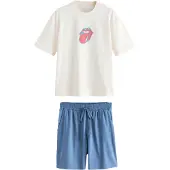 Next Pyjamas kort 'The Rolling Stones' navy / turkis / hindbær / hvid