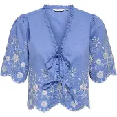 ONLY Bluse 'ONLMiffy' royalblå / offwhite