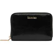 Calvin Klein Tegnebog 'Foil Logo Zip-around Glossy' sort