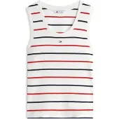 Tommy Hilfiger Overdel 'Slim Tank' lysebeige / natblå / blodrød
