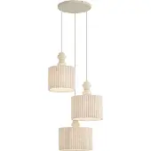 QAZQA Japandi Pendellampe Beige med linnedskærm 3-Lys - Fedde